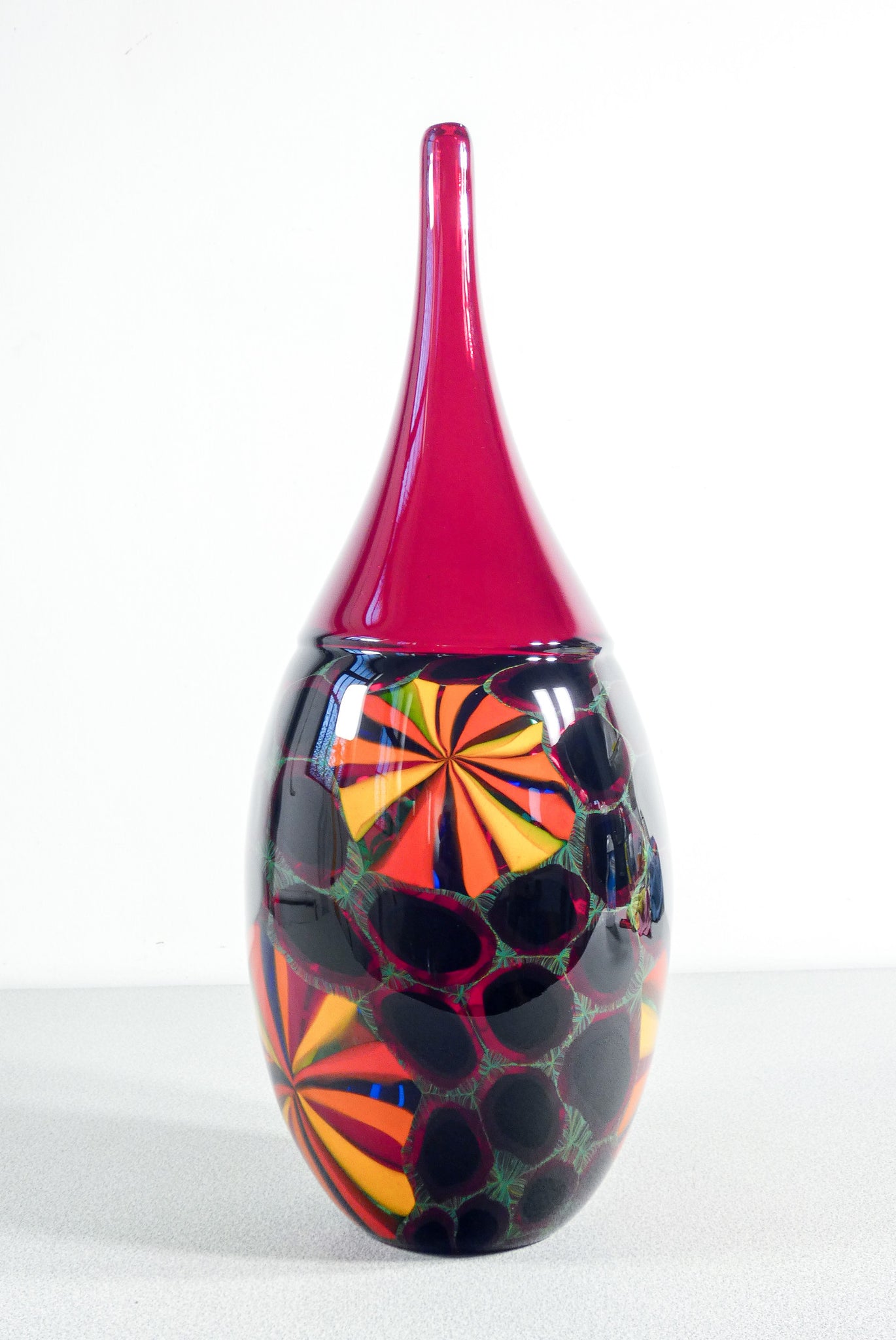 vaso design paolo crepax vetro soffiato murano incalmo policromo glass art