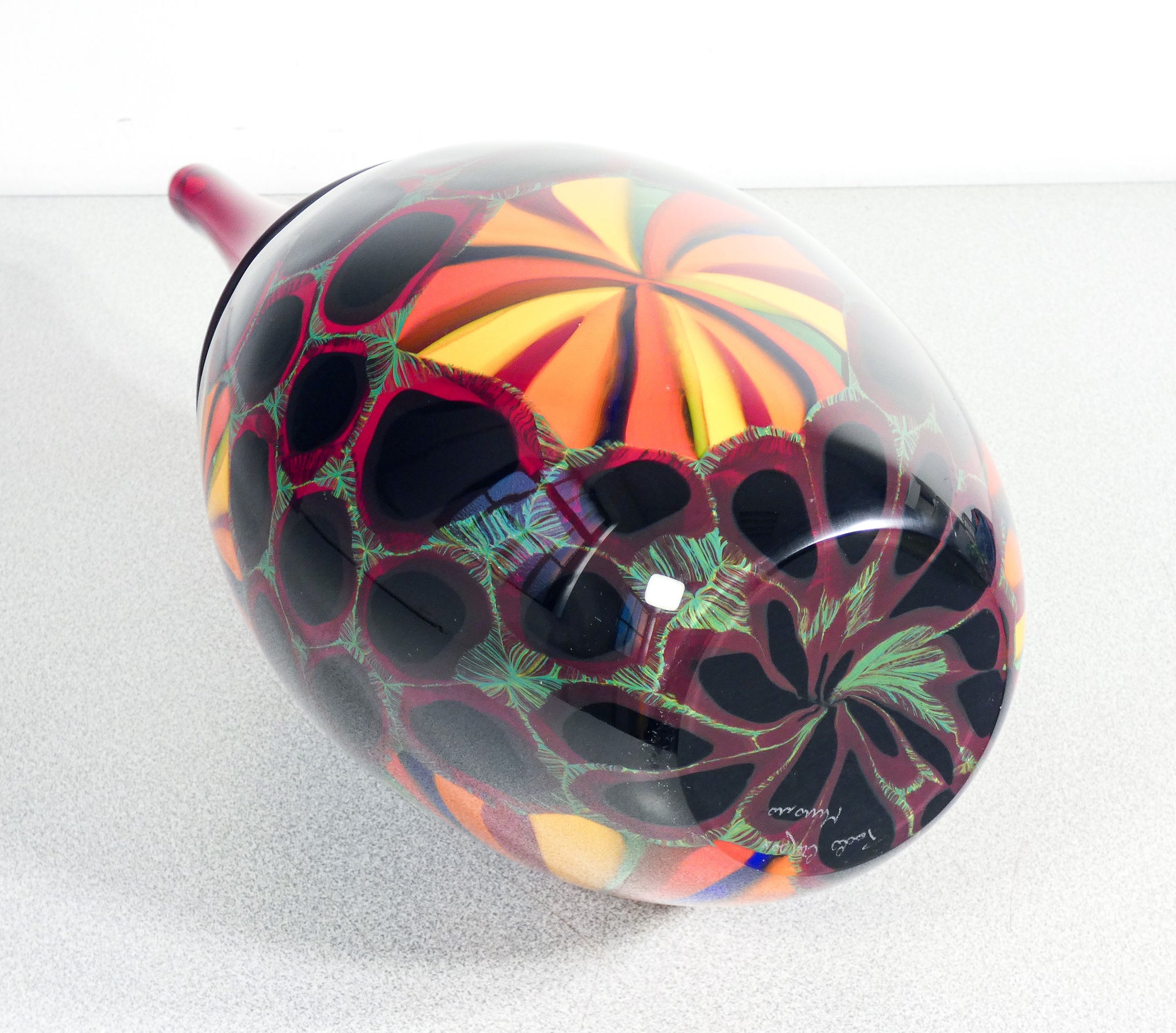 vaso design paolo crepax vetro soffiato murano incalmo policromo glass art