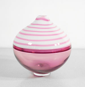 vaso design paolo crepax vetro soffiato murano incalmo rosa medio glass art