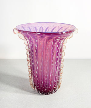 vaso design toso murano collezione vetro soffiato bullicante violetto cordonato