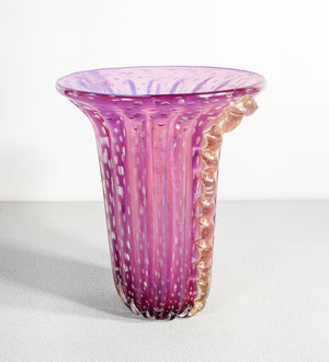 vaso design toso murano collezione vetro soffiato bullicante violetto cordonato