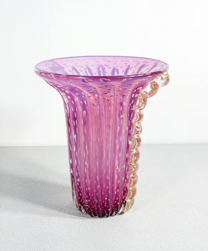 vaso design toso murano collezione vetro soffiato bullicante violetto cordonato