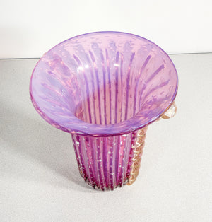 vaso design toso murano collezione vetro soffiato bullicante violetto cordonato