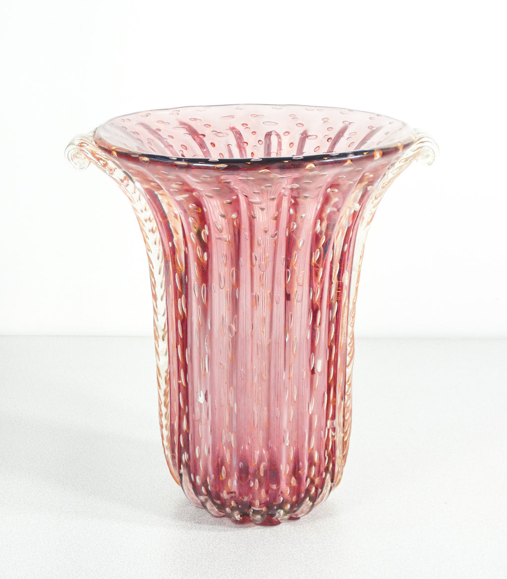 vaso design toso murano collezione vetro soffiato rosa bullicante cordonato 