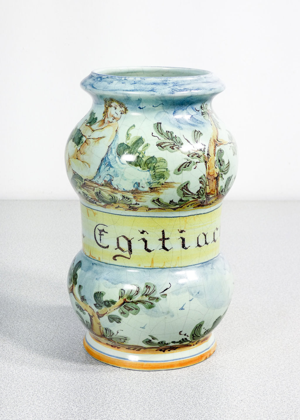 vaso farmacia albarello studio ernan albisola ceramica maiolica dipinta