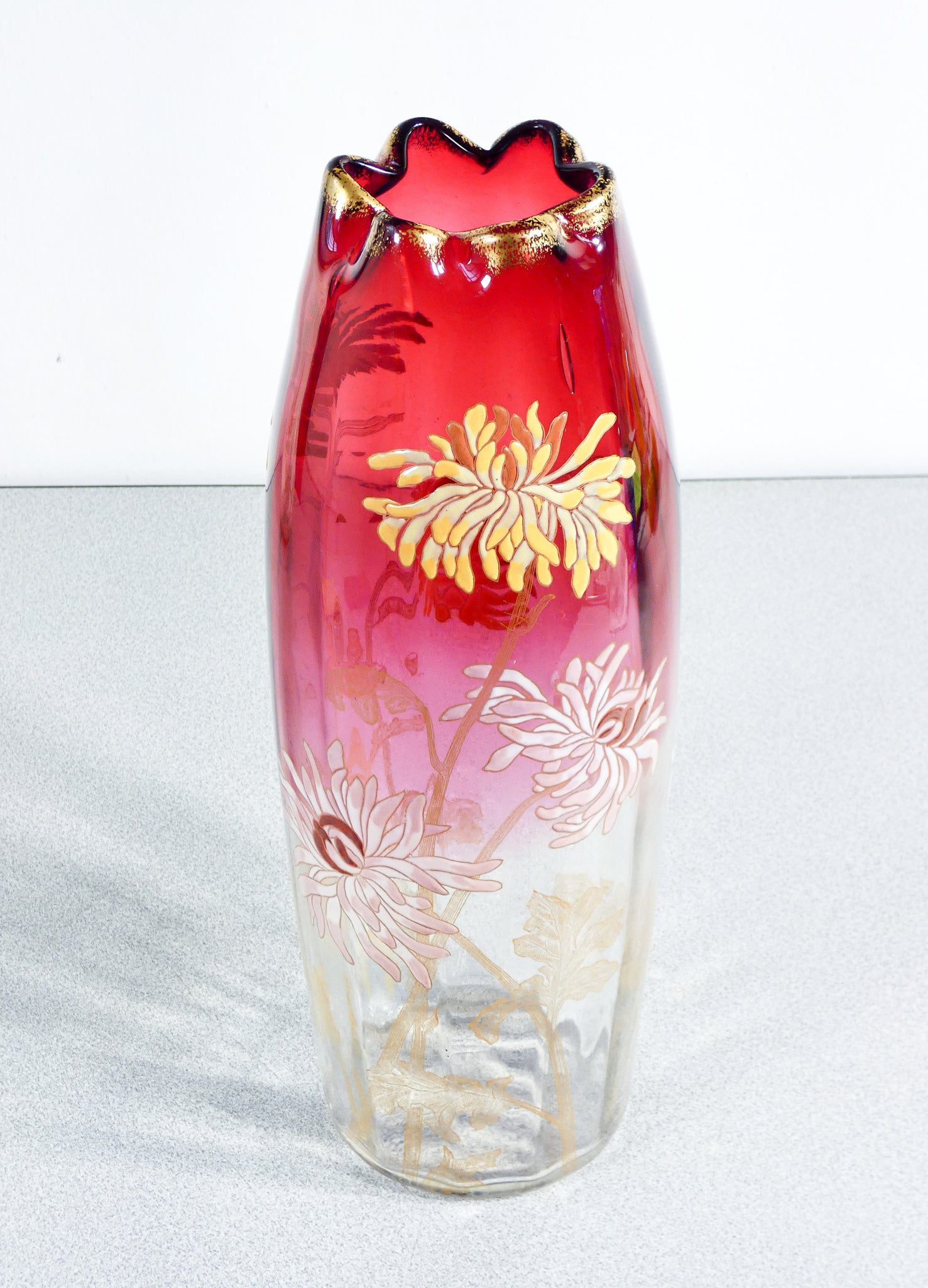 vaso legras vetro soffiato smalto dipinto a mano francia liberty epoca 1920s