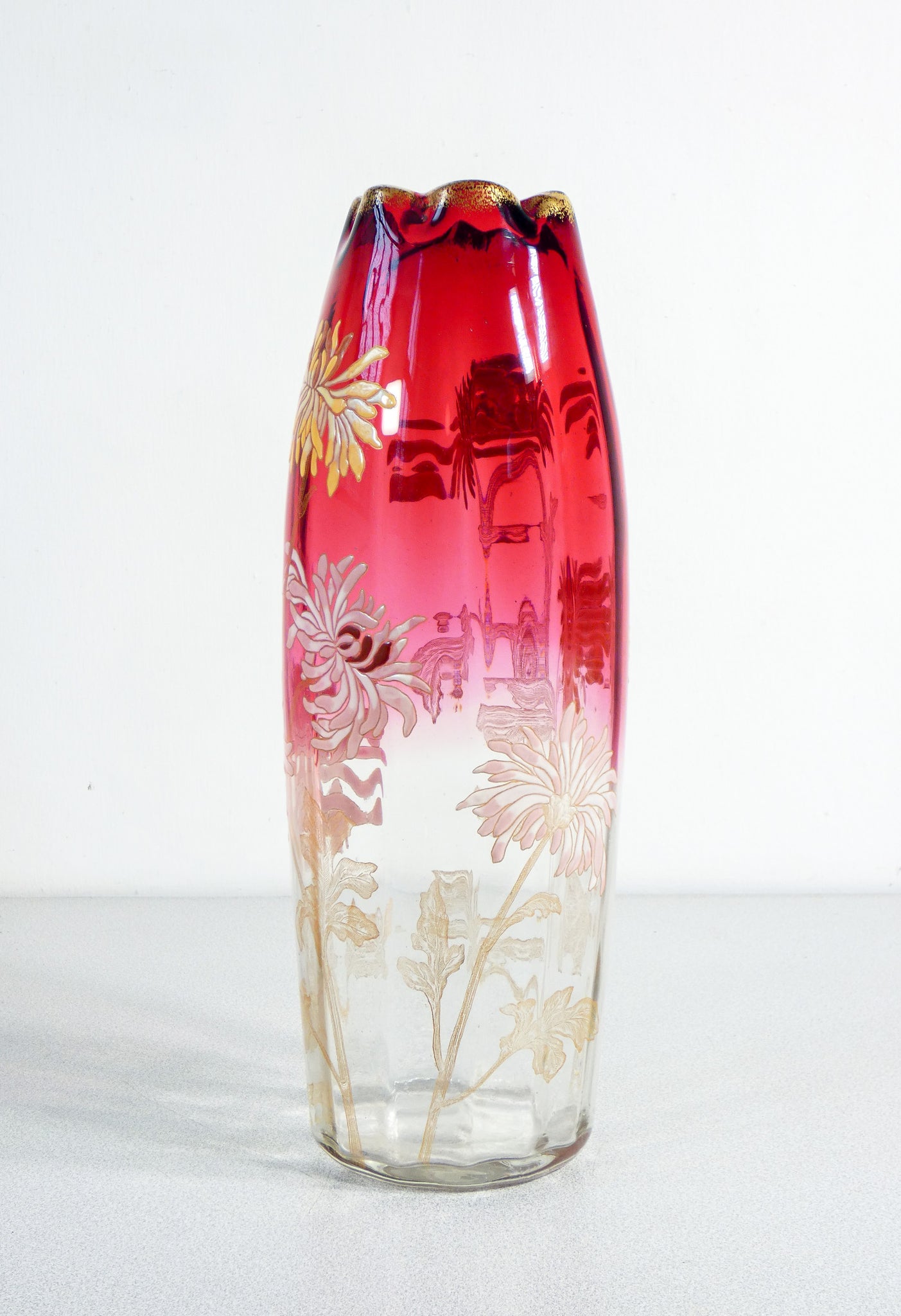 vaso legras vetro soffiato smalto dipinto a mano francia liberty epoca 1920s