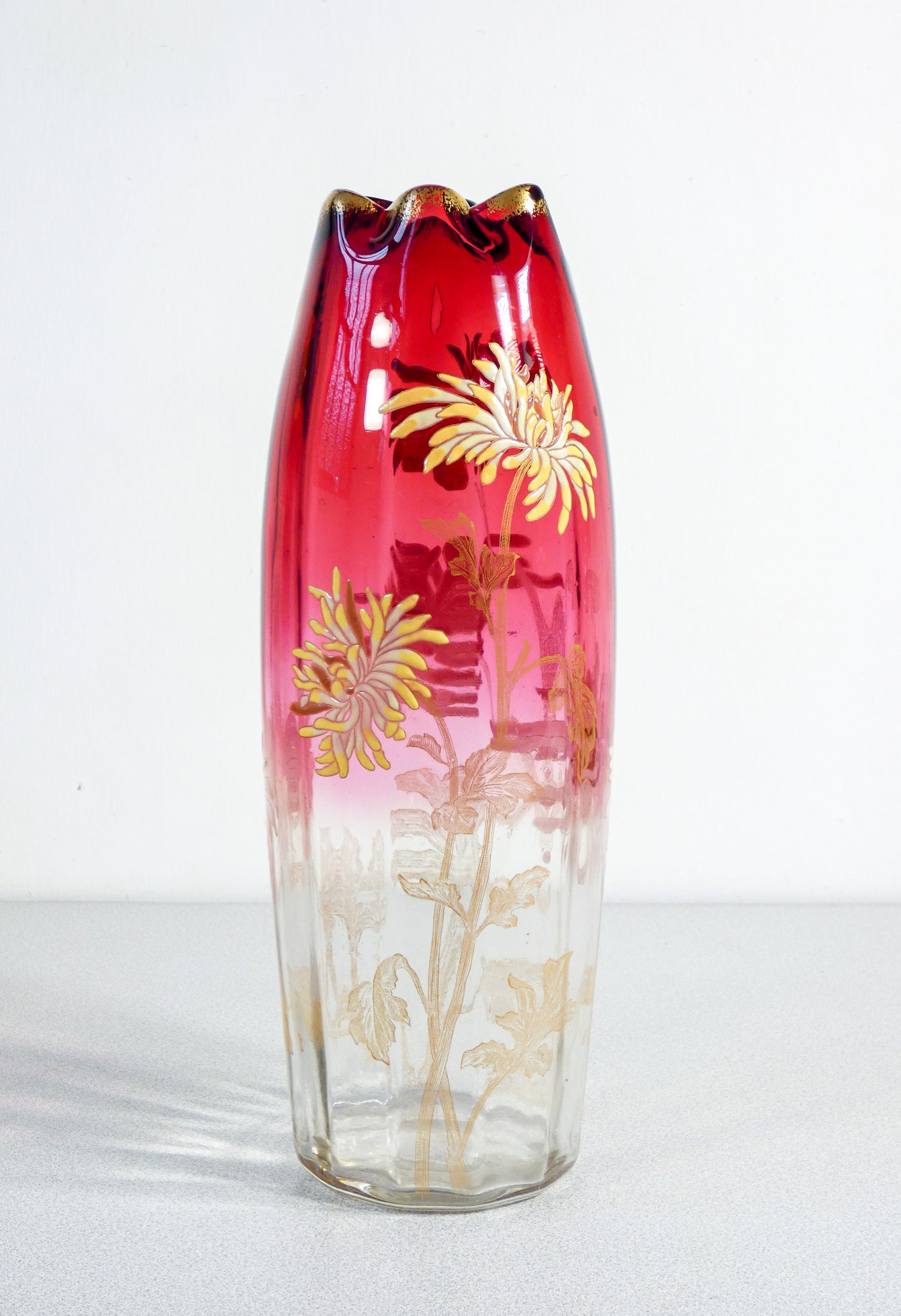 vaso legras vetro soffiato smalto dipinto a mano francia liberty epoca 1920s