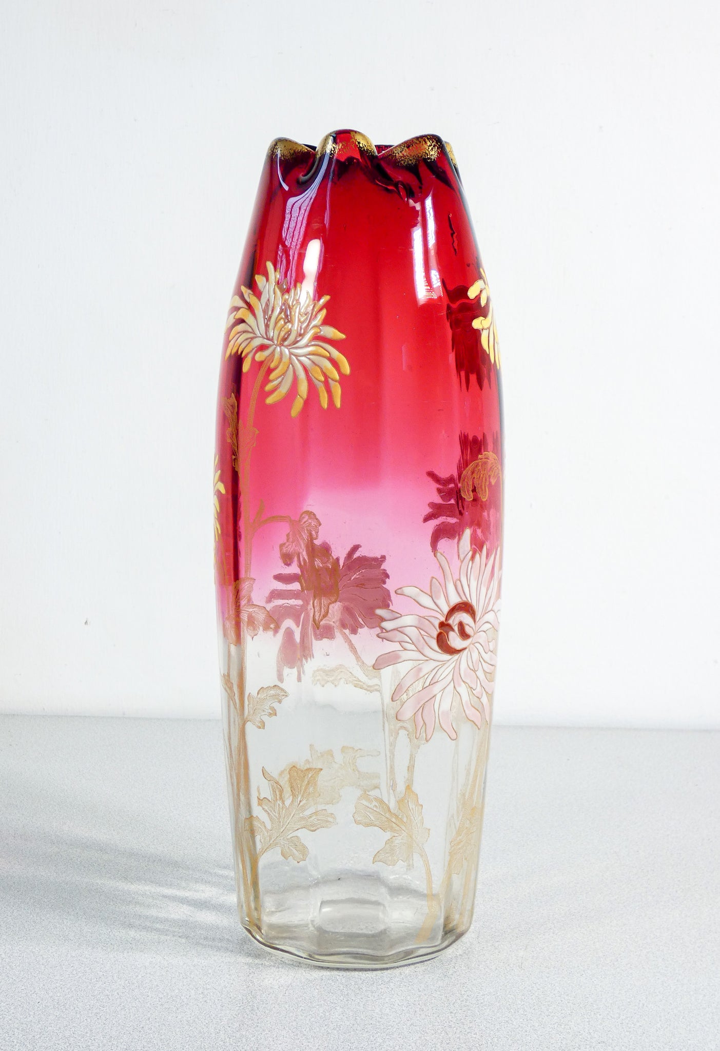 vaso legras vetro soffiato smalto dipinto a mano francia liberty epoca 1920s