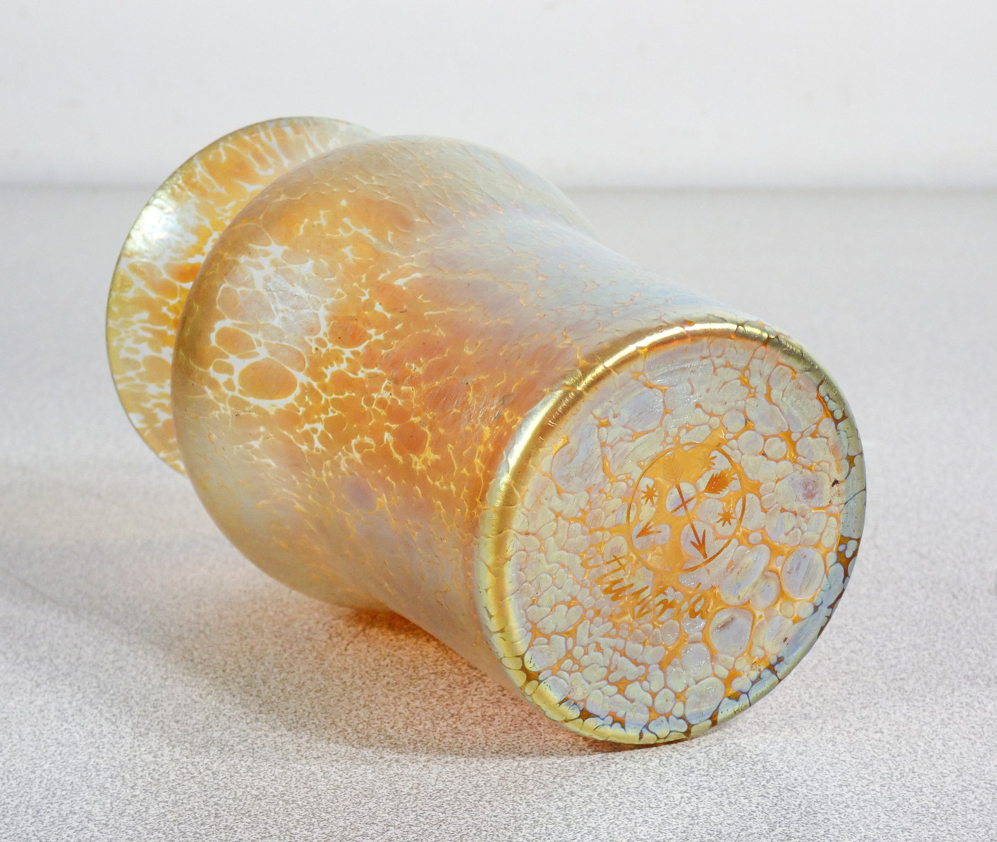 vaso loetz austria firmato papillon gold vetro soffiato iridescente art nouveau