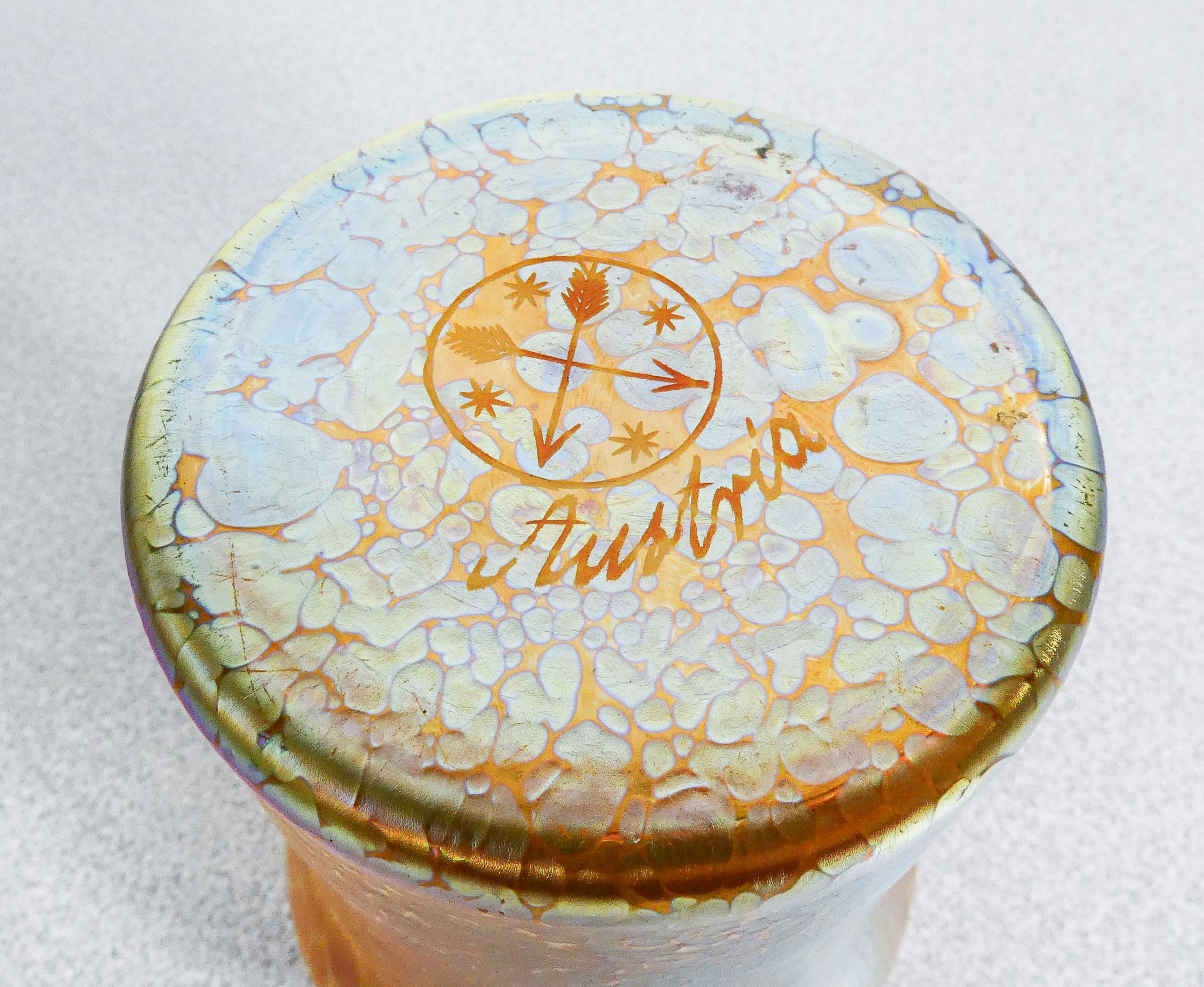 vaso loetz austria firmato papillon gold vetro soffiato iridescente art nouveau