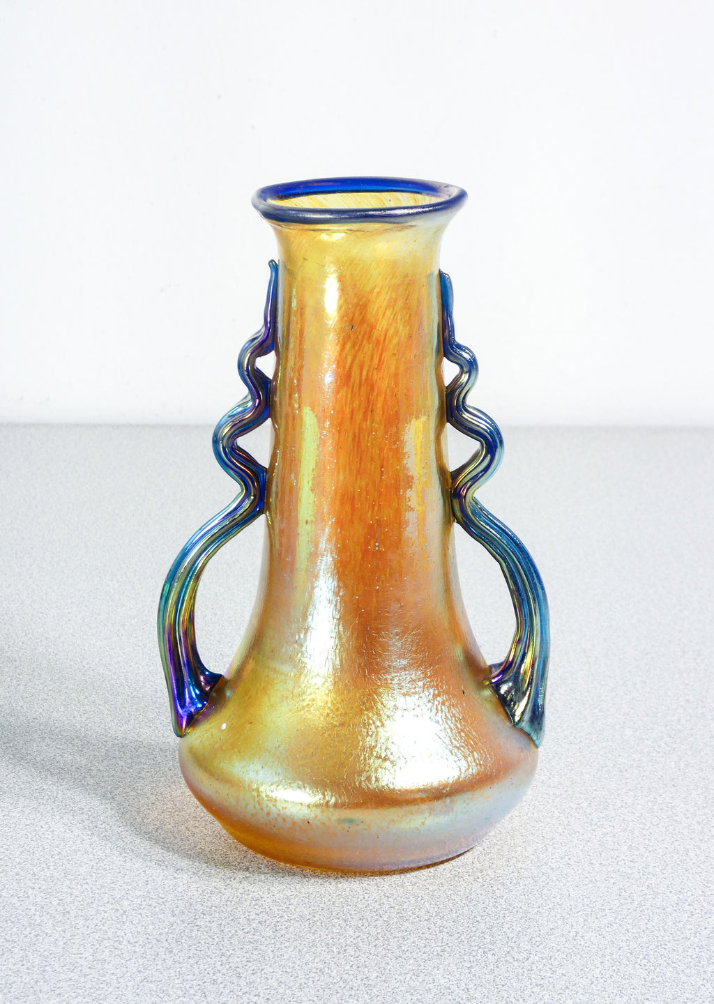 vaso loetz austria firmato vetro soffiato iridescente art nouveau silberiris
