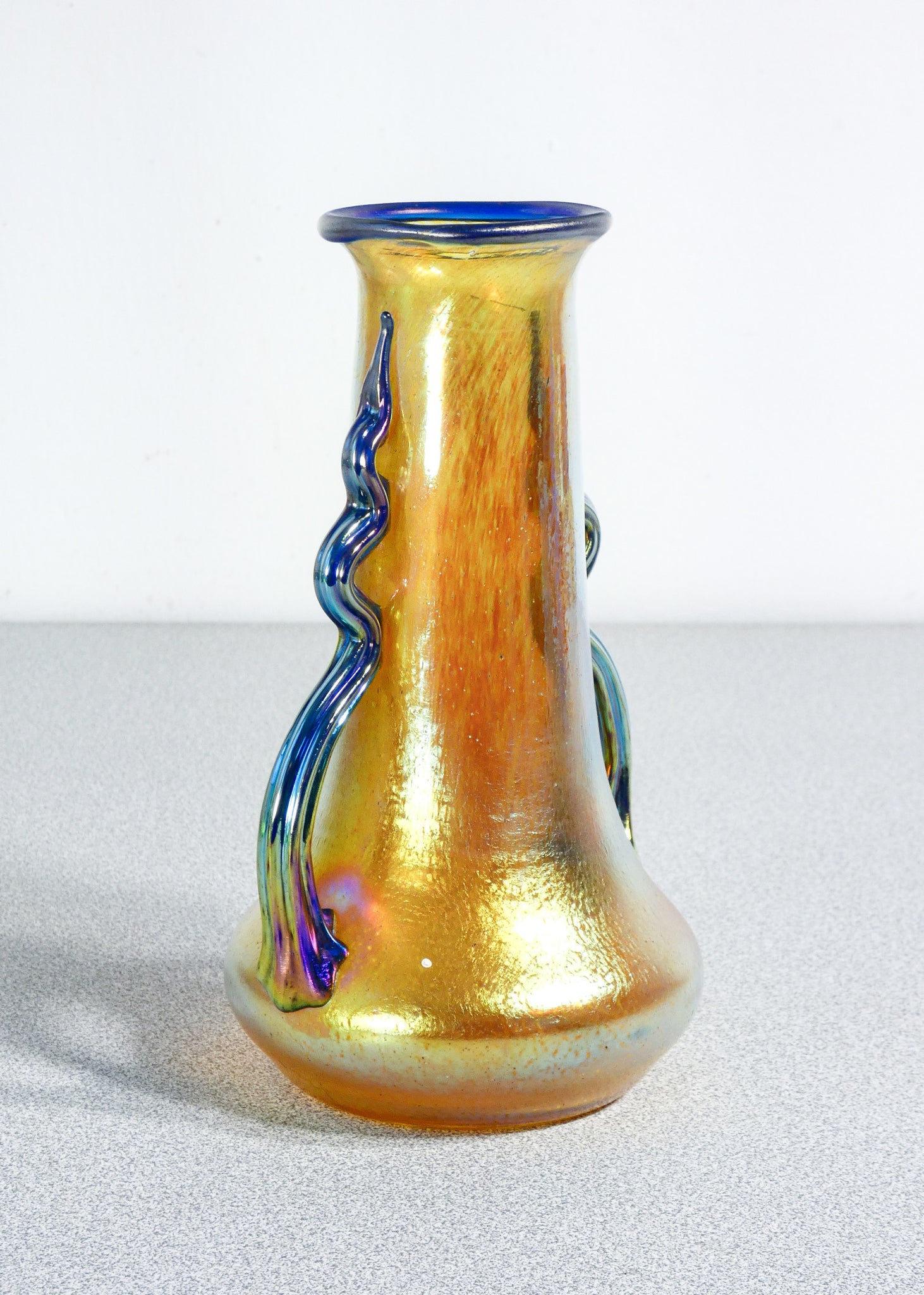 vaso loetz austria firmato vetro soffiato iridescente art nouveau silberiris