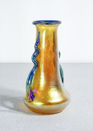 vaso loetz austria firmato vetro soffiato iridescente art nouveau silberiris