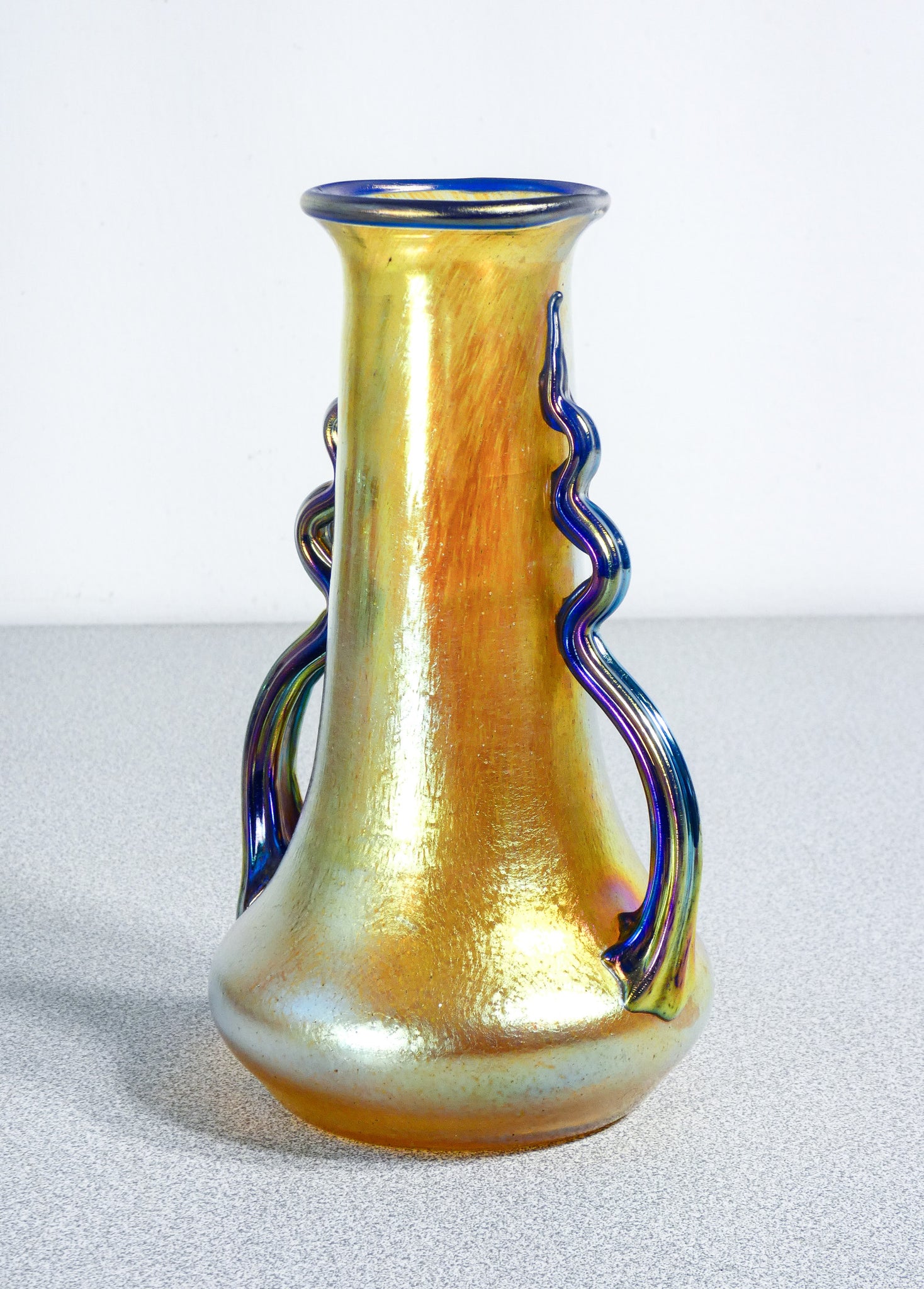 vaso loetz austria firmato vetro soffiato iridescente art nouveau silberiris