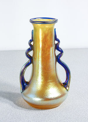 vaso loetz austria firmato vetro soffiato iridescente art nouveau silberiris