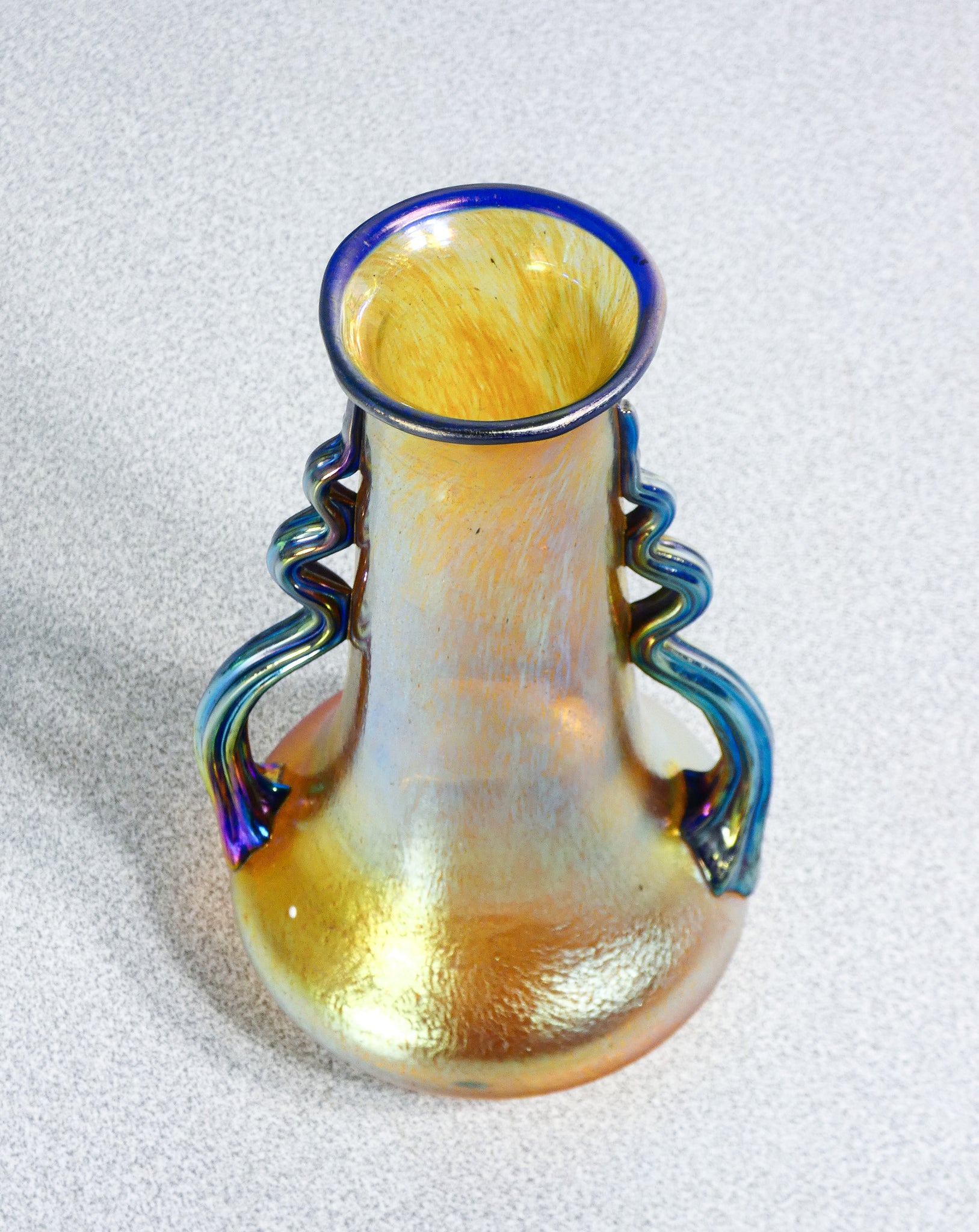 vaso loetz austria firmato vetro soffiato iridescente art nouveau silberiris