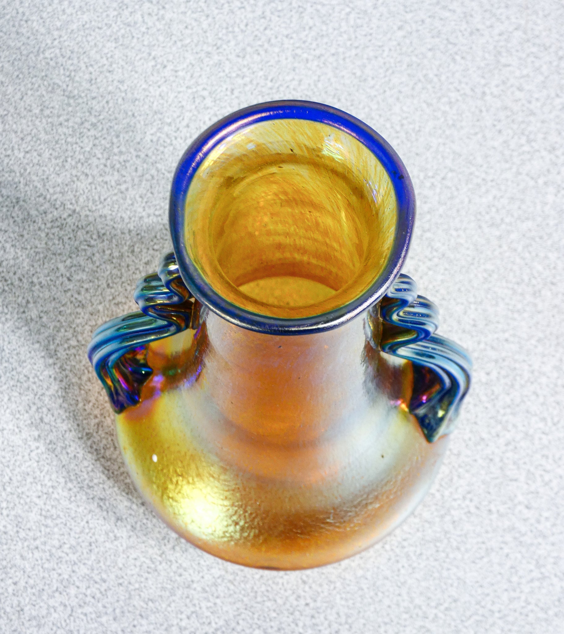 vaso loetz austria firmato vetro soffiato iridescente art nouveau silberiris