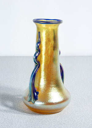 vaso loetz austria firmato vetro soffiato iridescente art nouveau silberiris