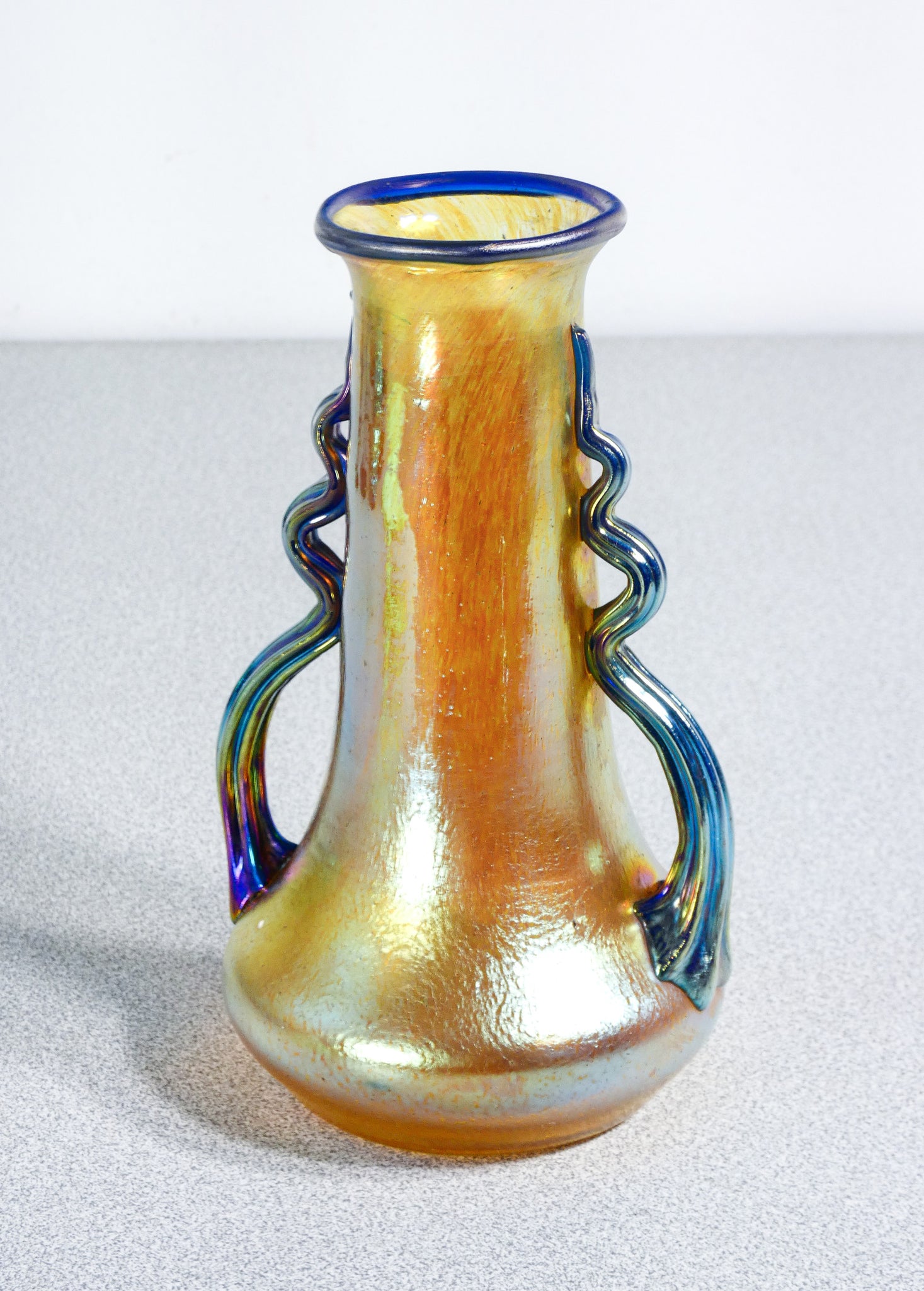 vaso loetz austria firmato vetro soffiato iridescente art nouveau silberiris