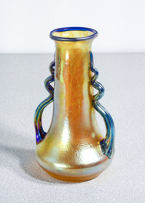 vaso loetz austria firmato vetro soffiato iridescente art nouveau silberiris