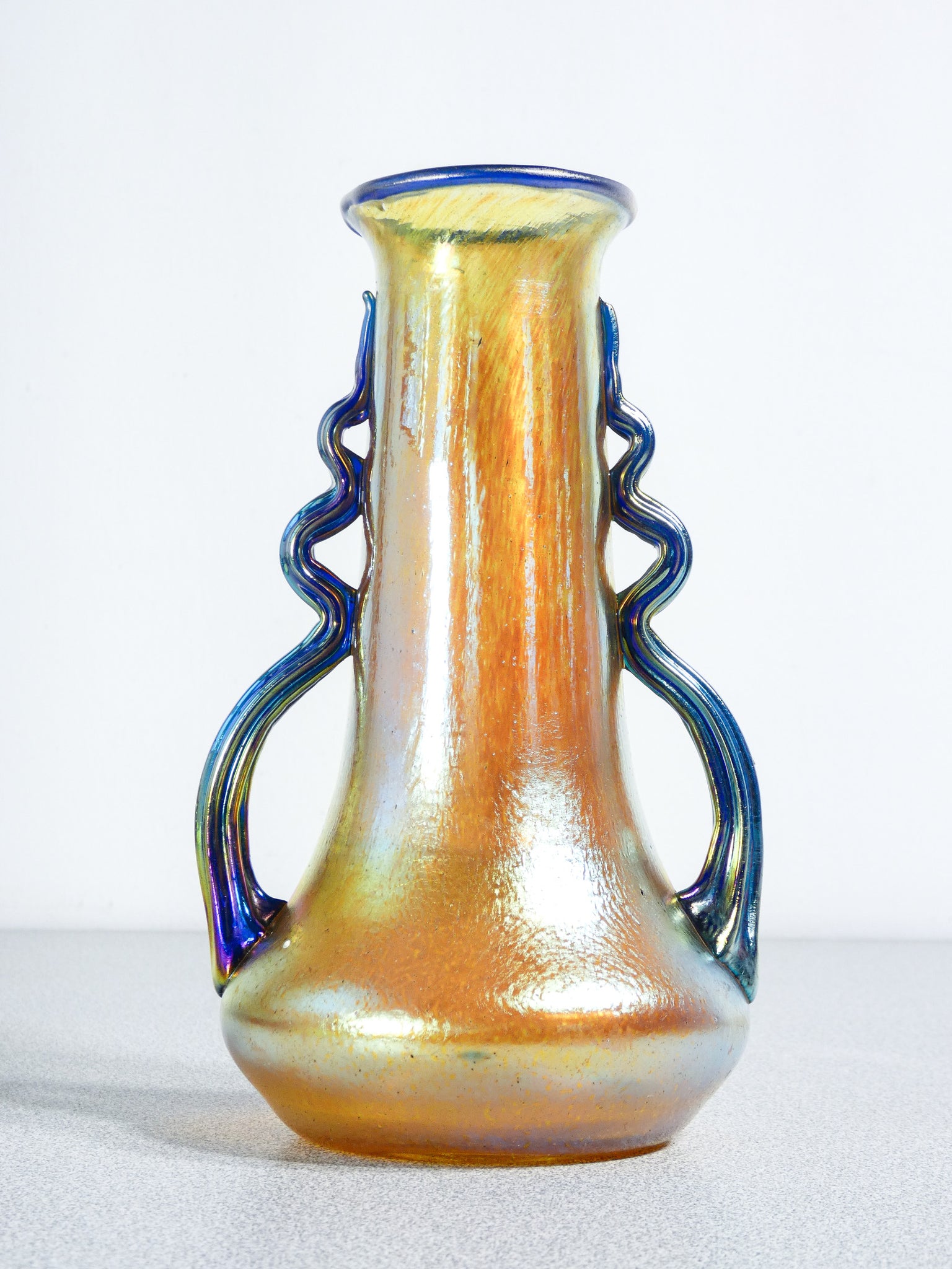 vaso loetz austria firmato vetro soffiato iridescente art nouveau silberiris