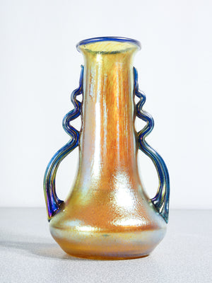 vaso loetz austria firmato vetro soffiato iridescente art nouveau silberiris