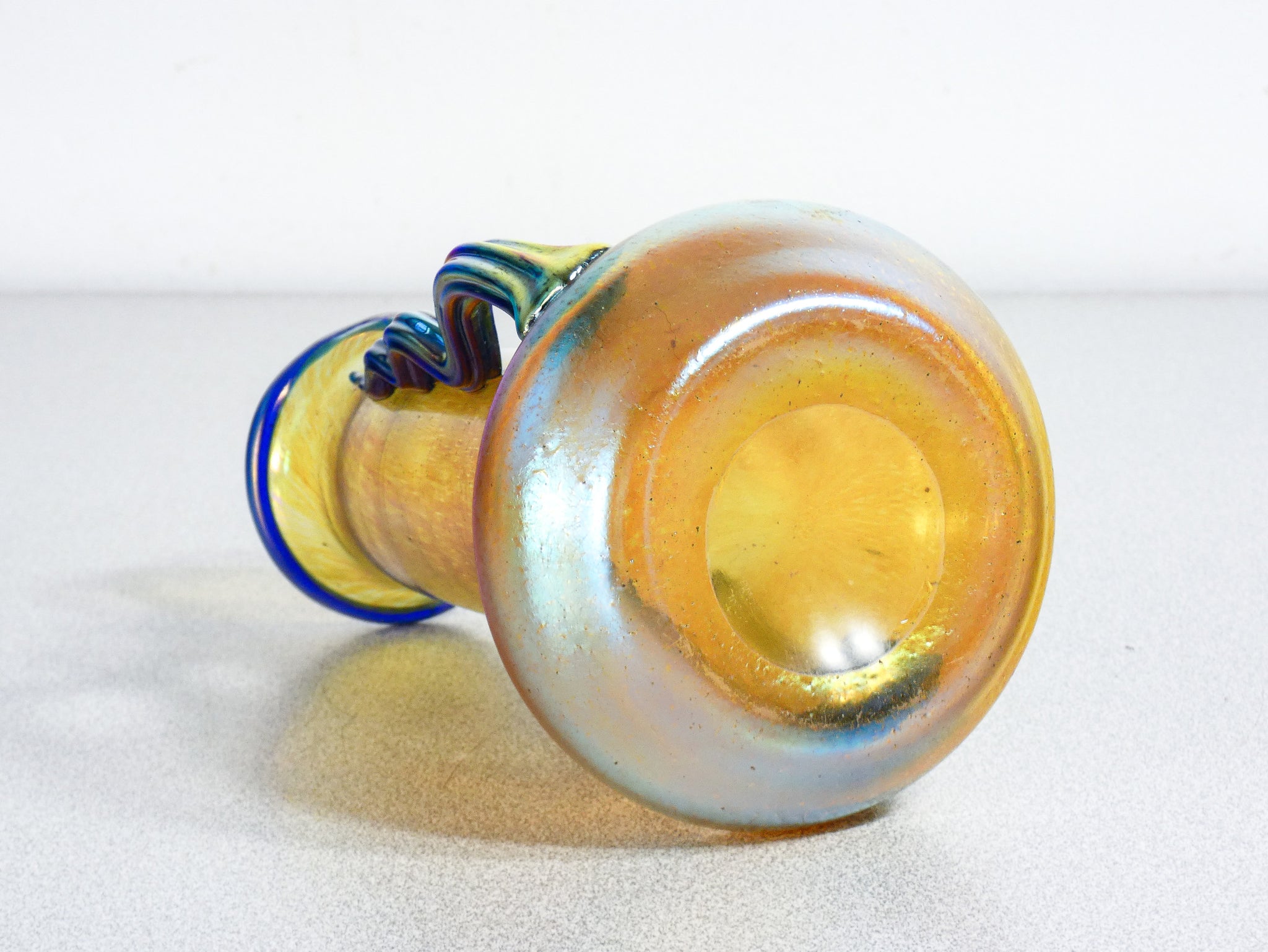vaso loetz austria firmato vetro soffiato iridescente art nouveau silberiris