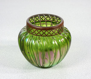 vaso pallme konig austria vetro soffiato iridescente epoca 1910s art nouveau 4