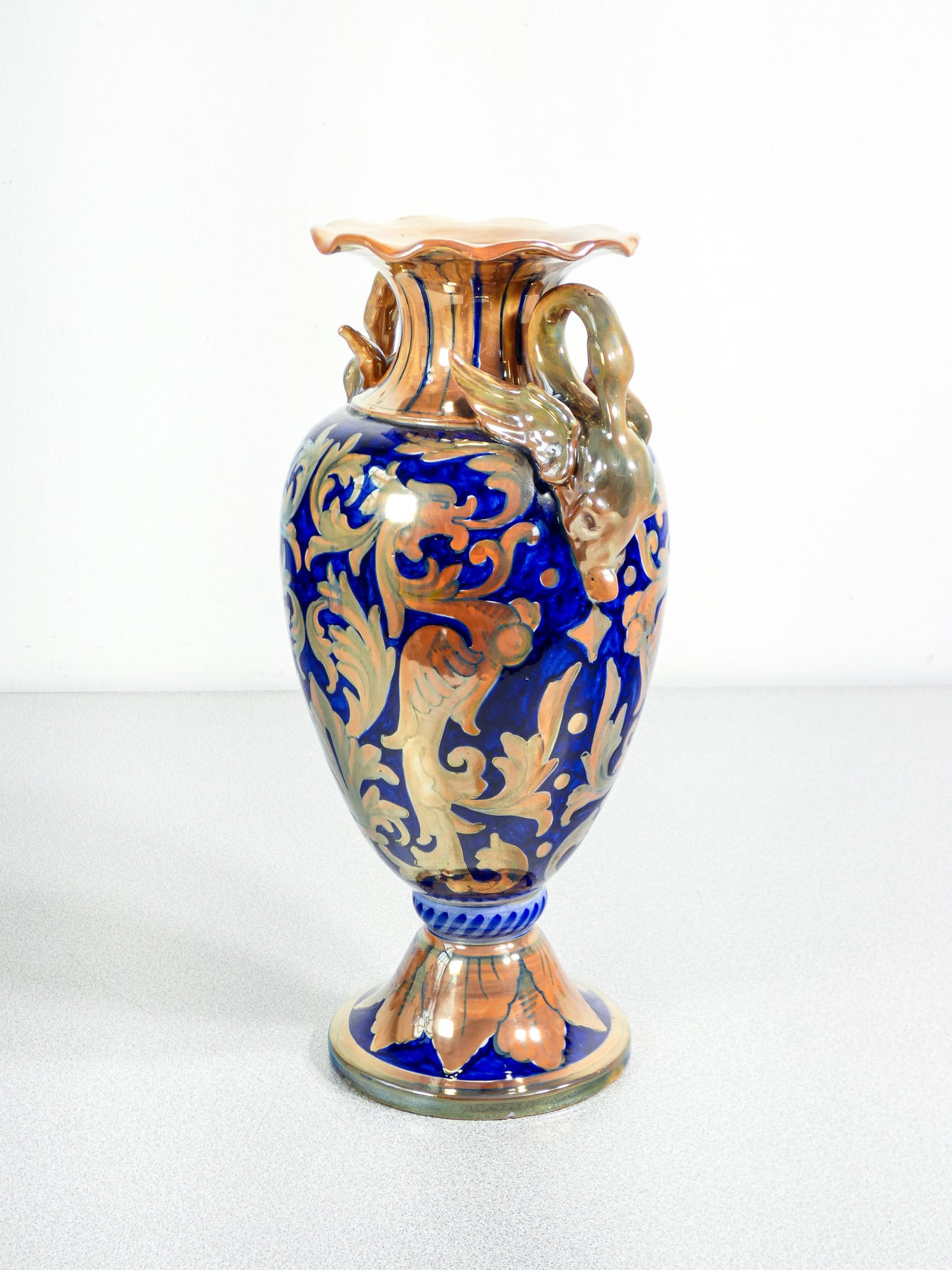 vaso robbia gualdo tadino maiolica lustro dipinta a mano ceramica epoca