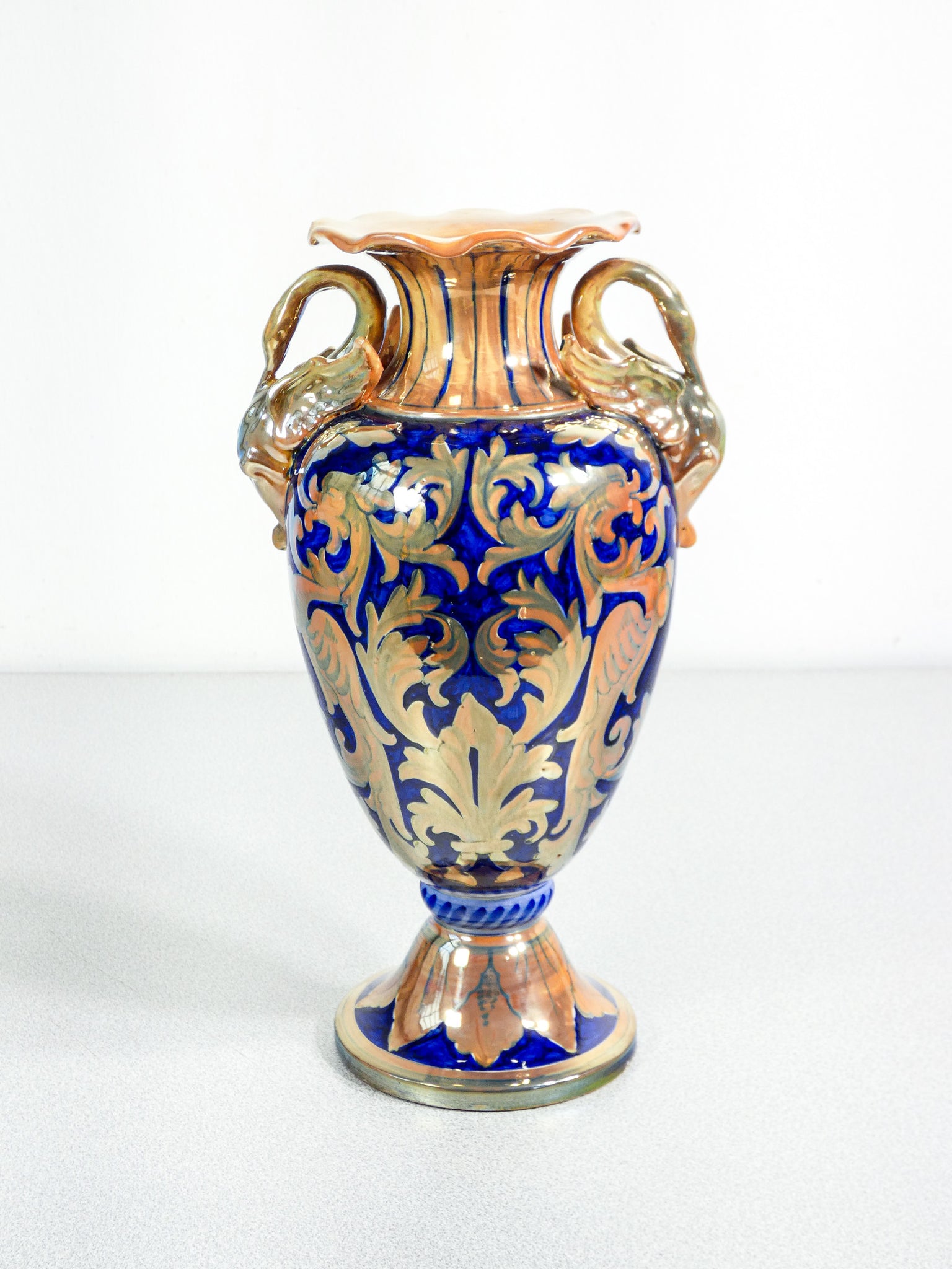 vaso robbia gualdo tadino maiolica lustro dipinta a mano ceramica epoca