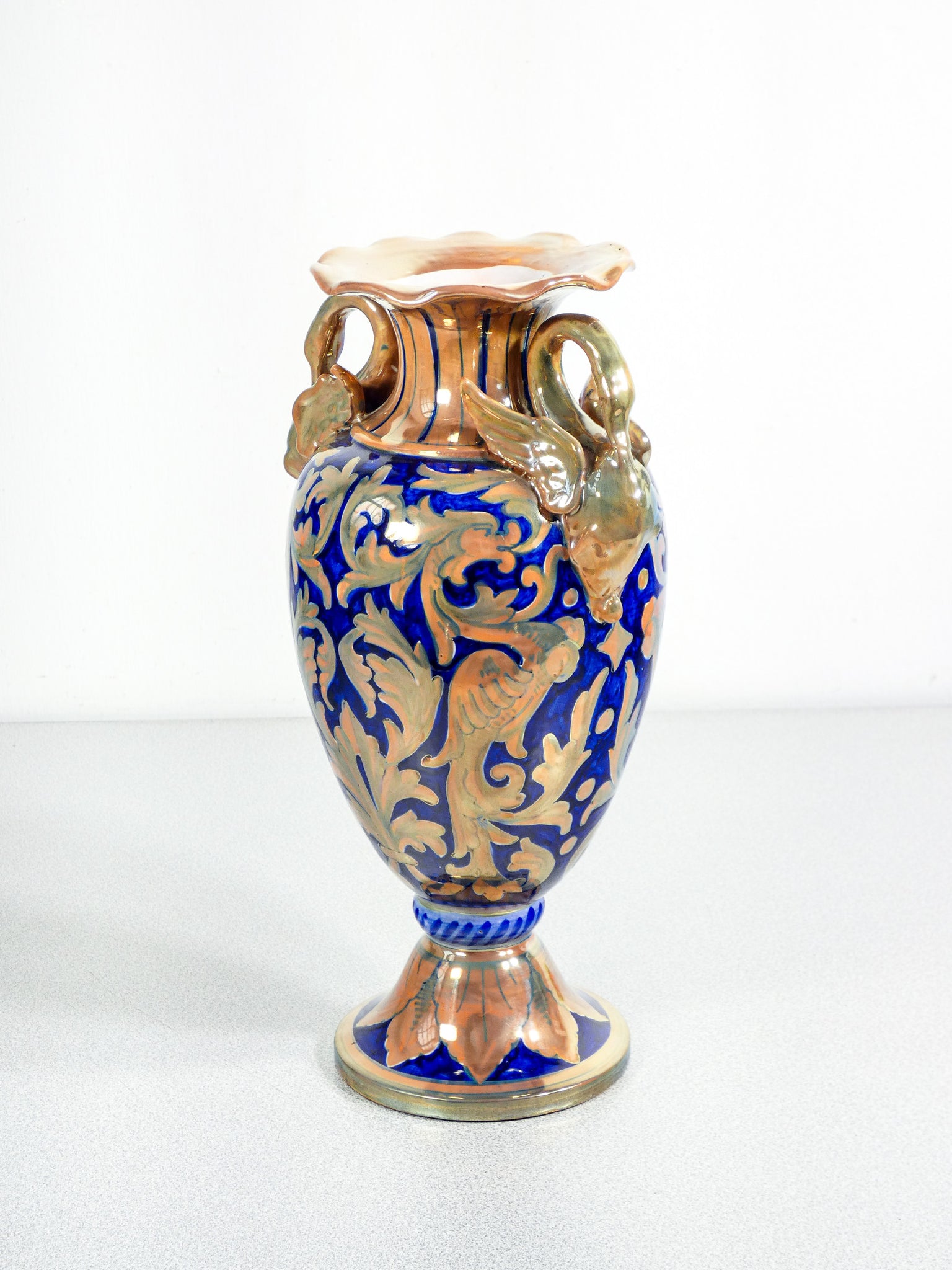vaso robbia gualdo tadino maiolica lustro dipinta a mano ceramica epoca