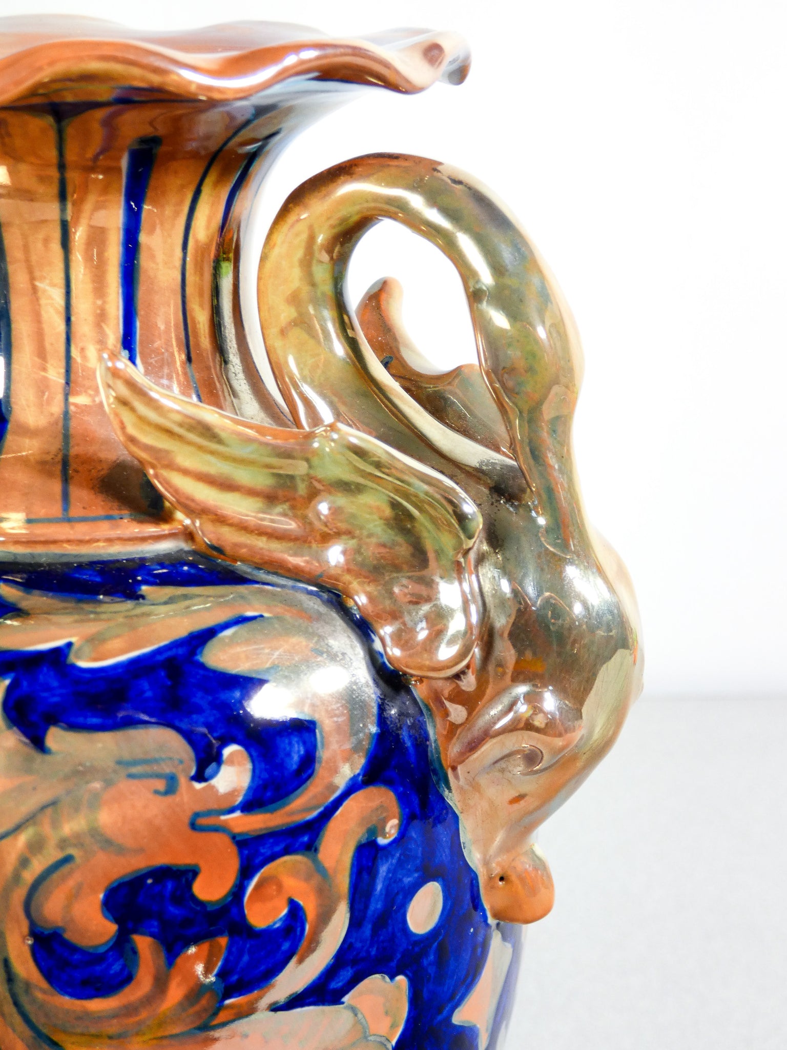 vaso robbia gualdo tadino maiolica lustro dipinta a mano ceramica epoca