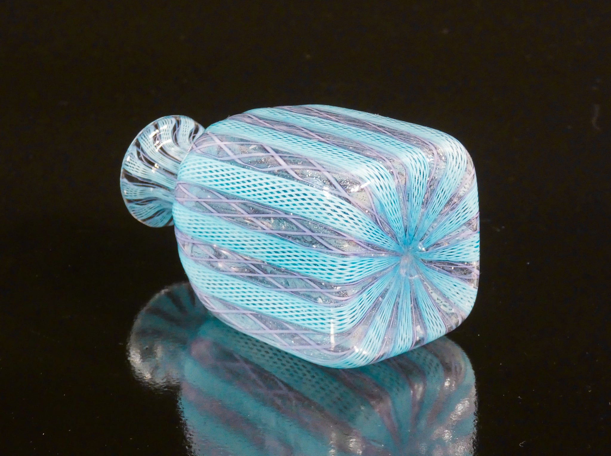 vaso vasetto vetro soffiato murano zanfirico a canne epoca venice glass art