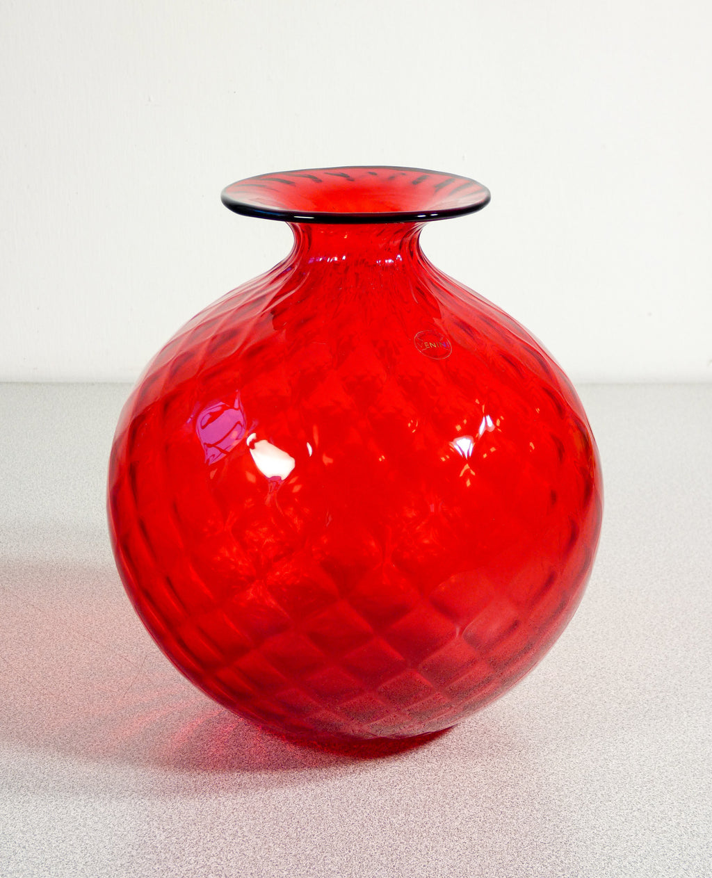 vaso venini monofiore balloton rosso vetro soffiato murano italia 2015