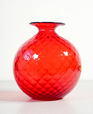 vaso venini monofiore balloton rosso vetro soffiato murano italia 2015