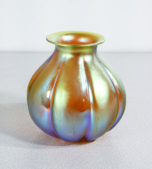vaso wmf serie myra vetro soffiato iridescente epoca 1930s art deco antico   1