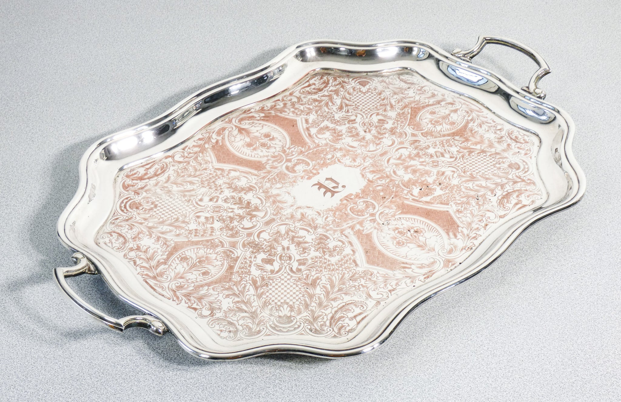 vassoio placcato argento silver plated sheffield frank hawker epoca 1950s