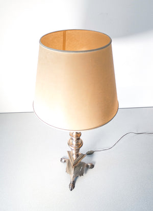 abat jour metallo alpacca lampada tavolo comodino vintage epoca 1900