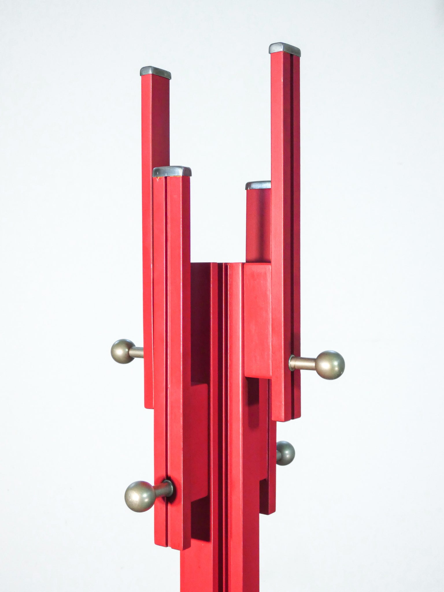 attaccapanni design carlo de carli per fiarm rosso legno laccato vintage 1960