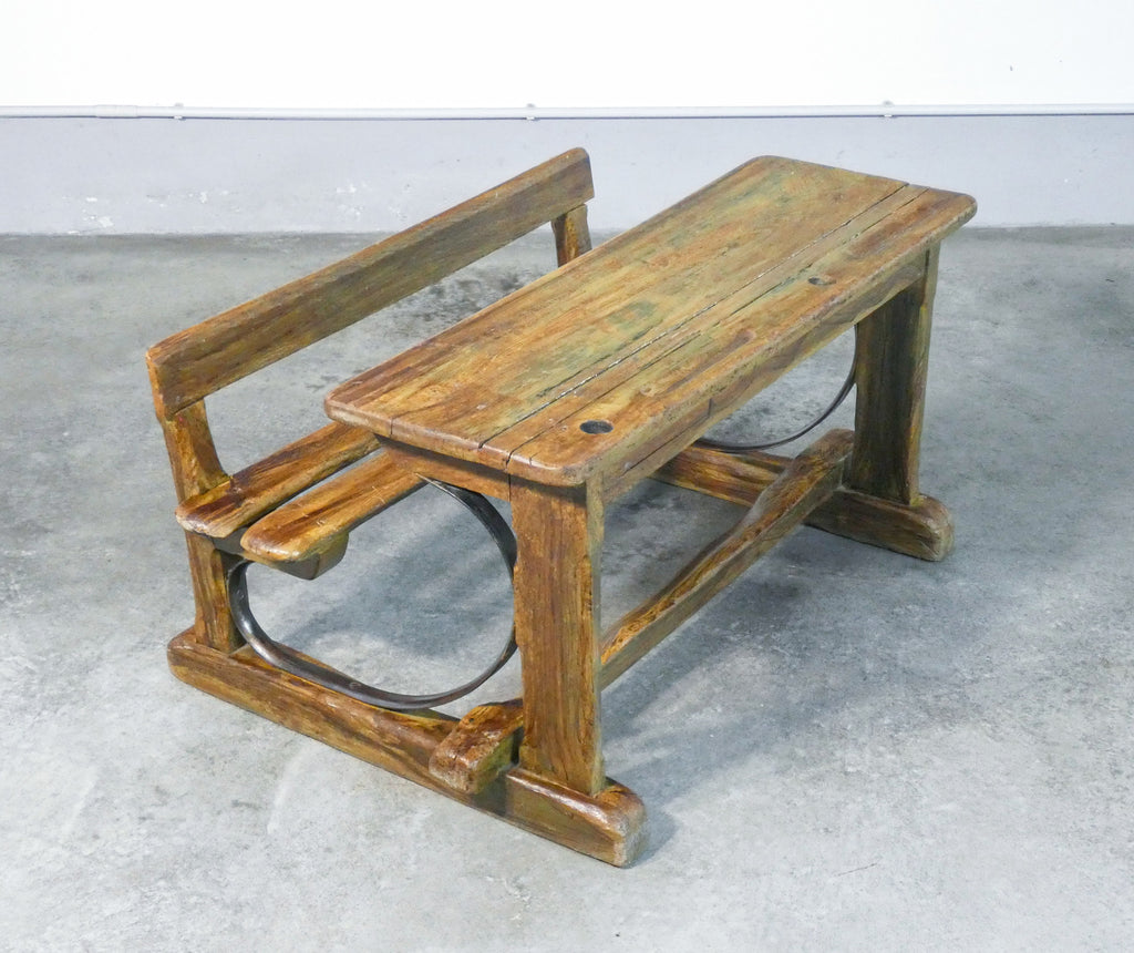 banco scuola banchetto piccolo legno abete epoca 1900 panca tavolino antico