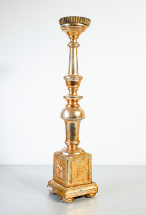 candeliere epoca fine 1700 legno dorato foglia oro porta candela antico
