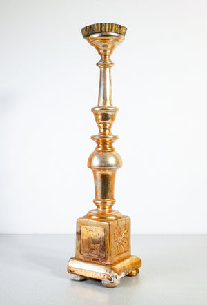 candeliere epoca fine 1700 legno dorato foglia oro porta candela antico
