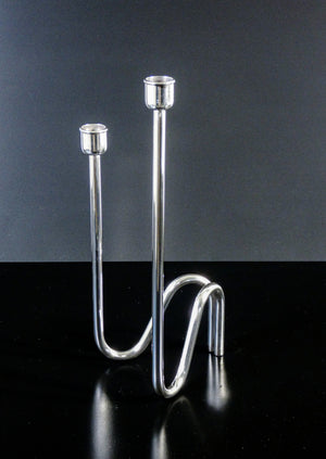candeliere fiamma design lino sabattini candelabro metallo argentato 1970s
