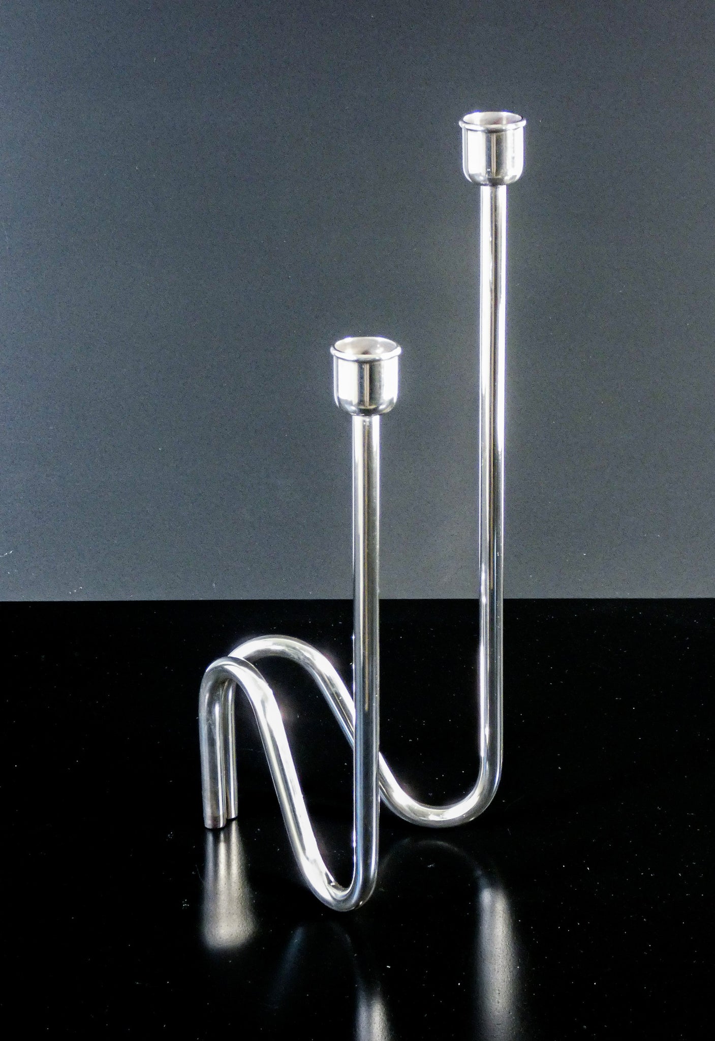 candeliere fiamma design lino sabattini candelabro metallo argentato 1970s