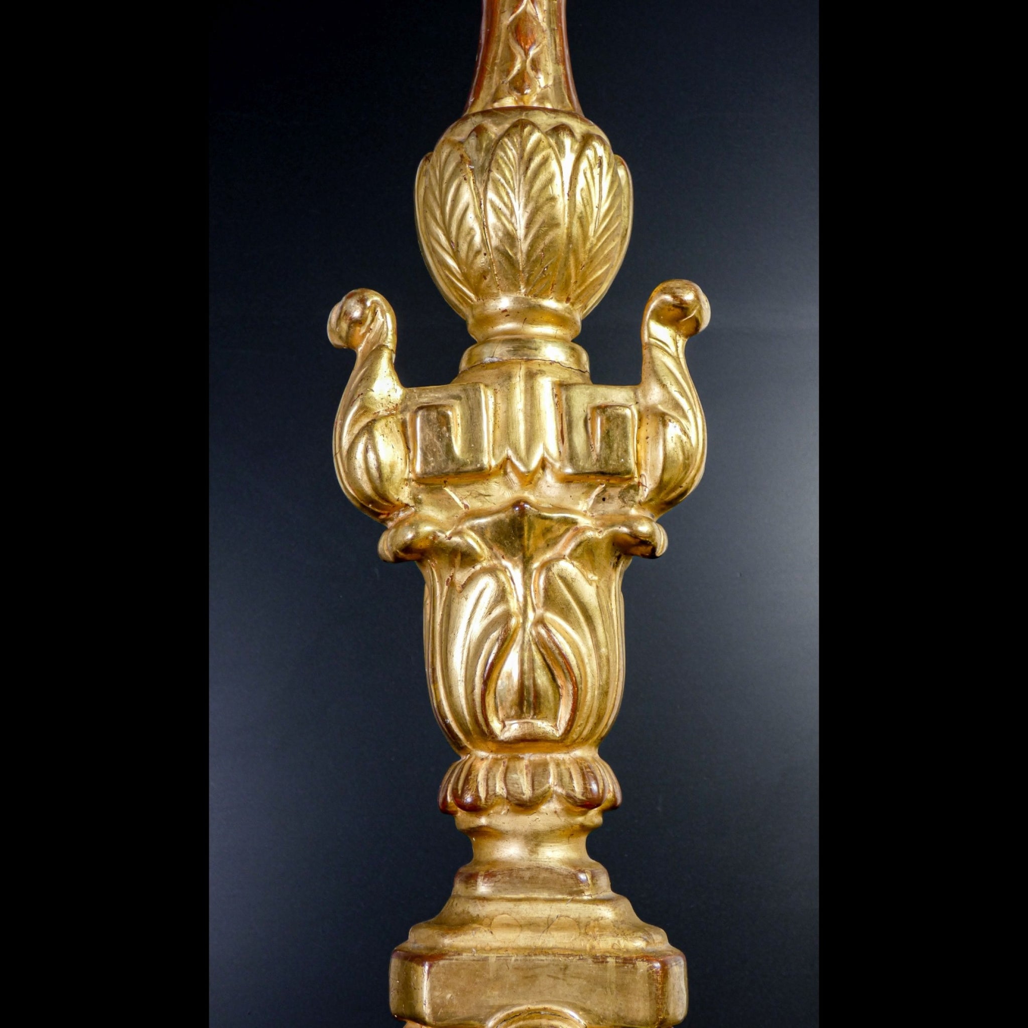 candeliere luigi xvi dorato foglia oro epoca 1700 originale candelabro antico