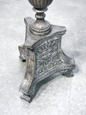candeliere torciera rame argentato epoca 1700 candelabro arte sacra antico