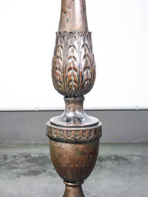 candeliere torciera rame argentato epoca 1700 candelabro arte sacra antico