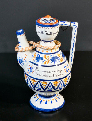 caraffa brocca caffe ceramica dipinta a mano corsica epoca 1900 porcellana