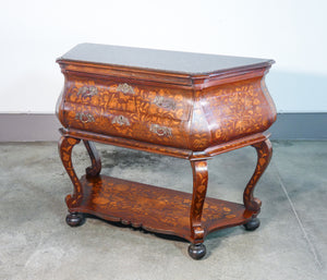 como console olandese legno intarsiato marmo cassetti epoca fine 1700 antico